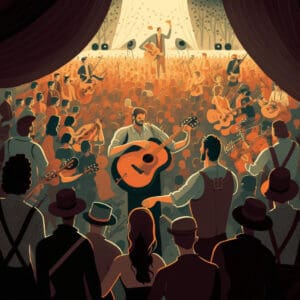 Illustration of a folk music festival