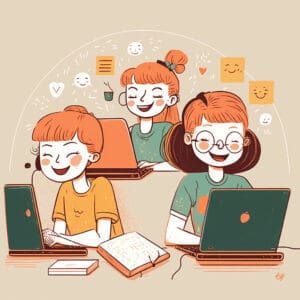 Three volunteers writing blogs