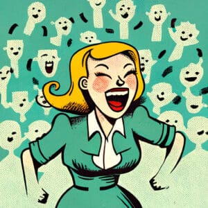 Illustration of a HR manager with contingent staff in background