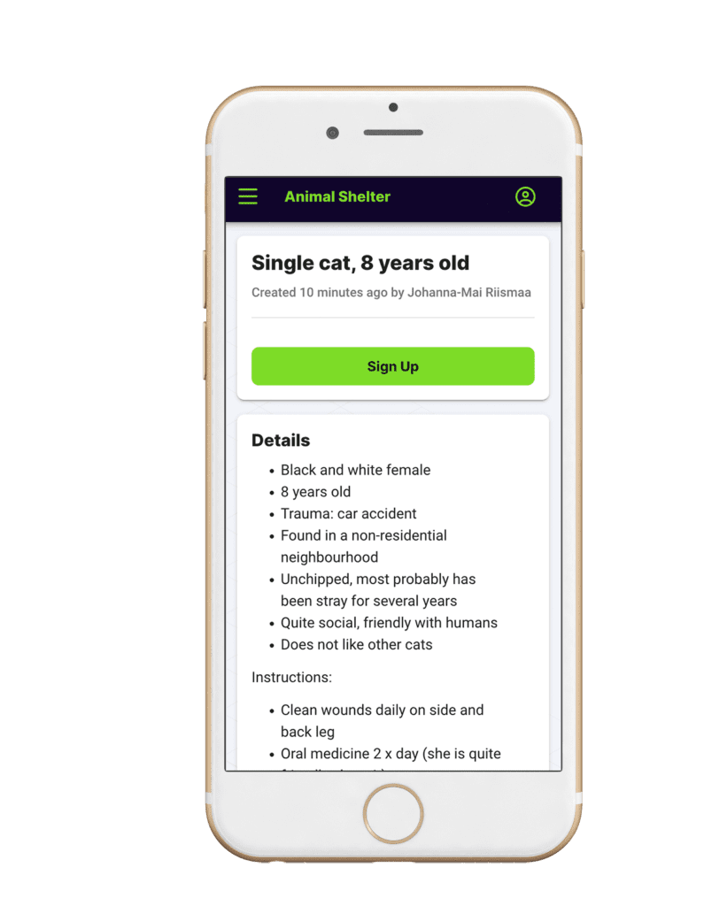 Screenshot of a sample assignment in the foster program
