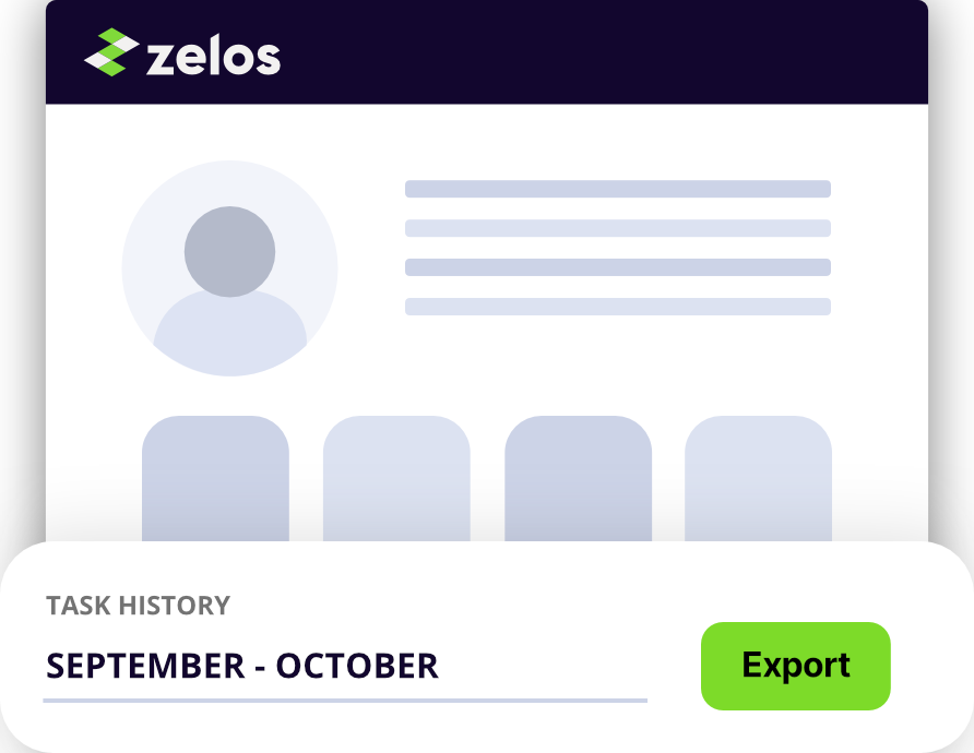 Example image of reports and database in team management software