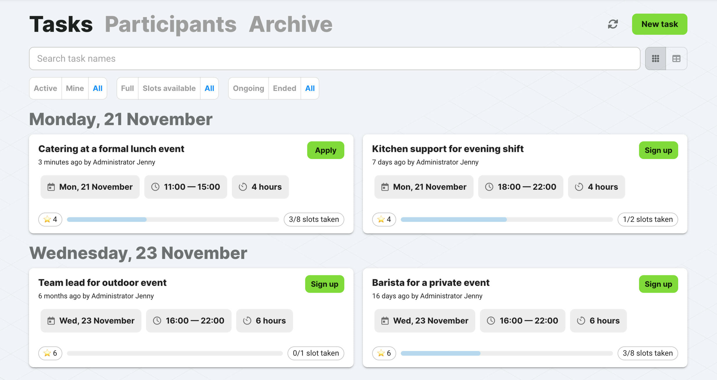 Gamified shifts for an on-demand team