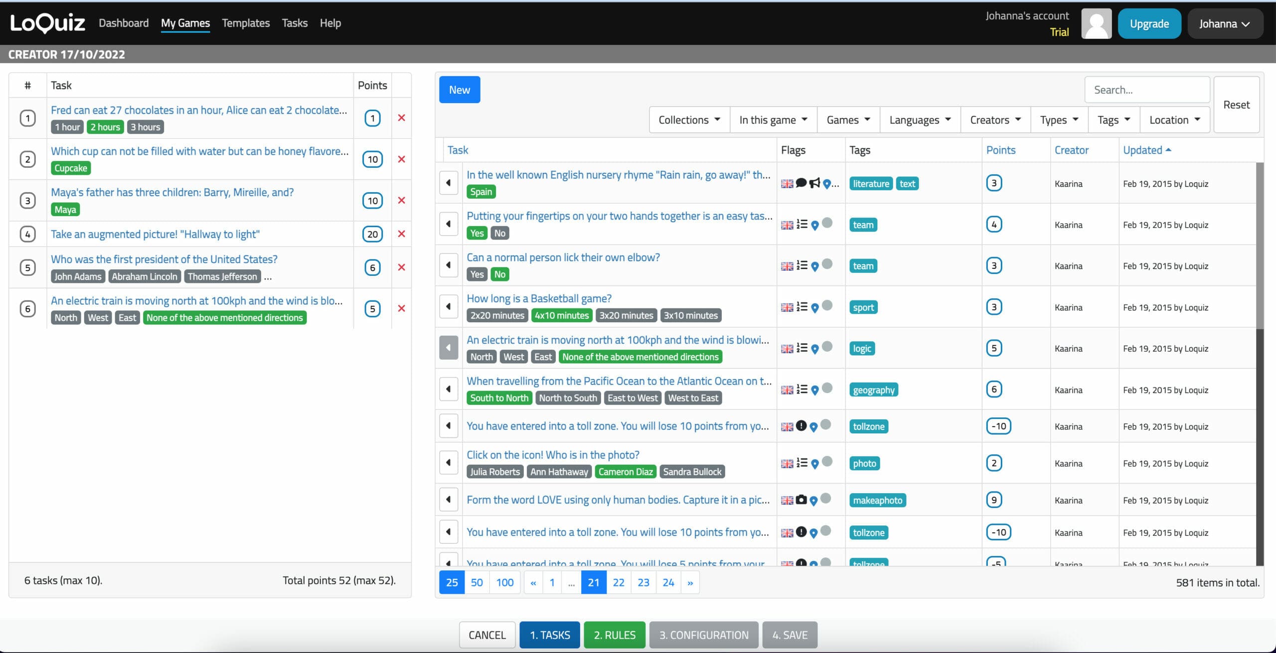 Gamification app interface screenshot