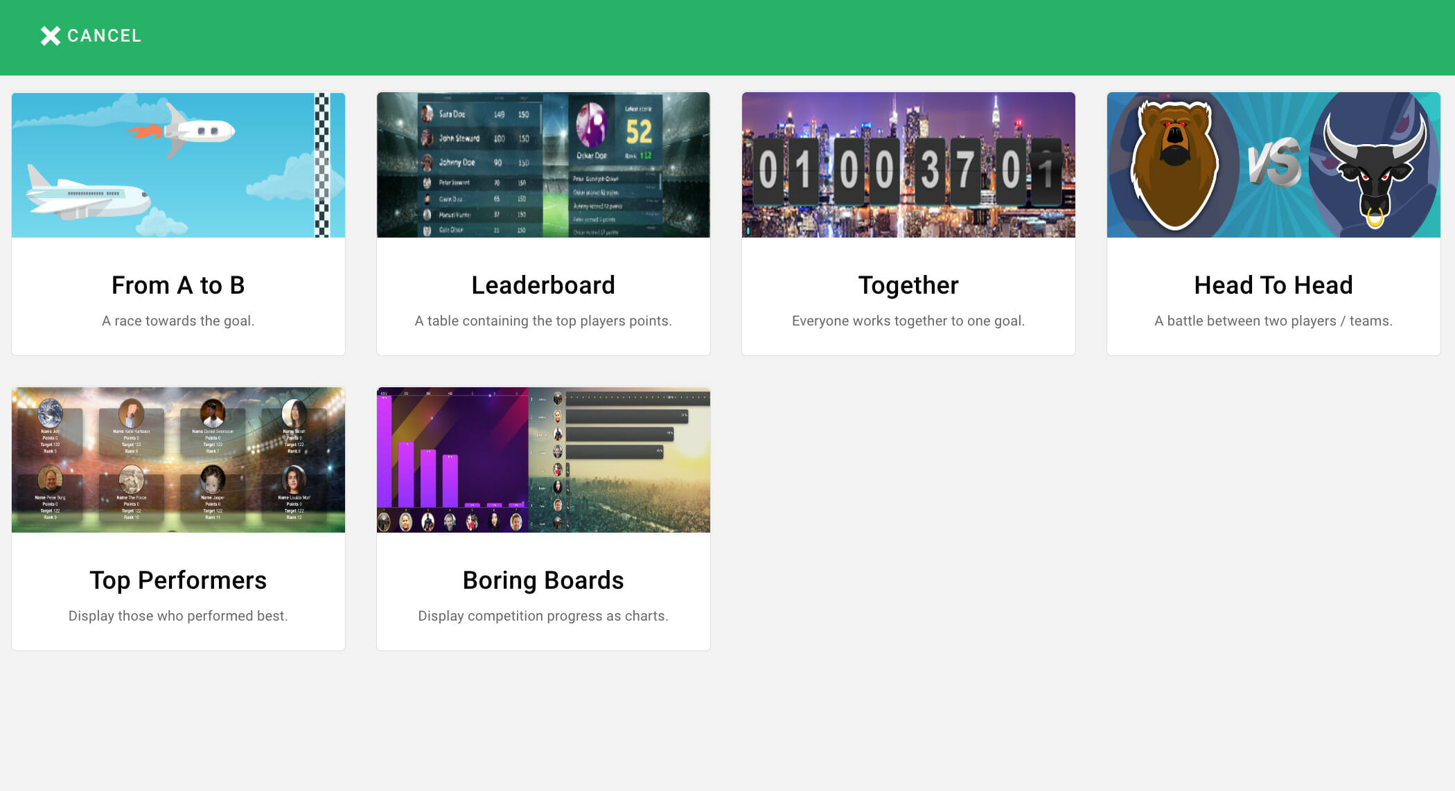 Screenshot of creating leaderboards in a gamification app