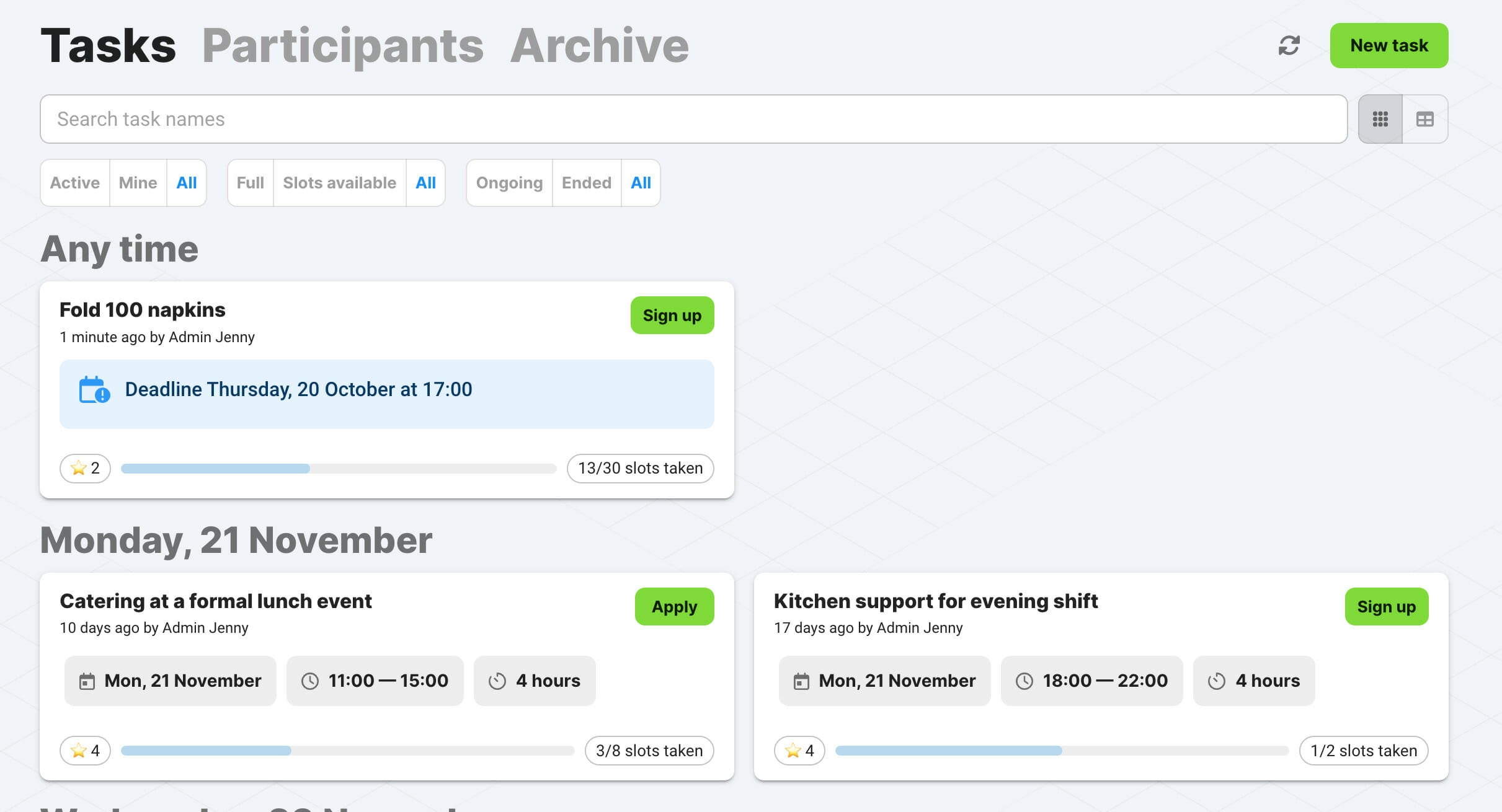 Screenshot of gamification software with a to-do list