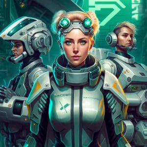 Illustration of gen A workforce in a futuristic spaceship setting